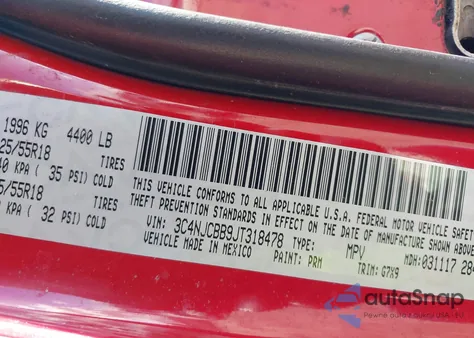 2018 Jeep Compass Altitude Fwd z USA, uszkodzony, nr VIN 3C4NJCBB9JT318478